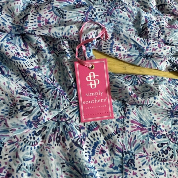 NWT Simply Southern Blue and Pink CONFETTI MAXI DRESS XL - Picture 5 of 9